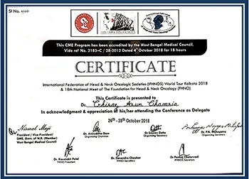 Dr Chirag Chamria certificate